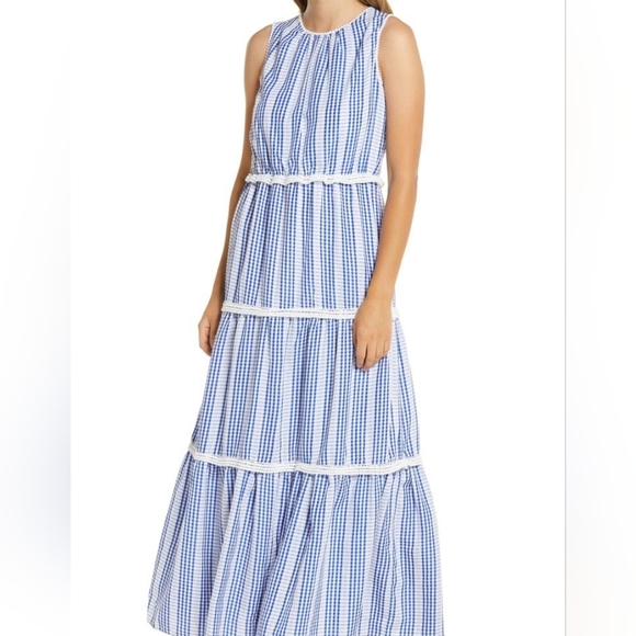 julia jordan Dresses & Skirts - Julia Jordan Gingham Stripe Tiered Maxi Dress